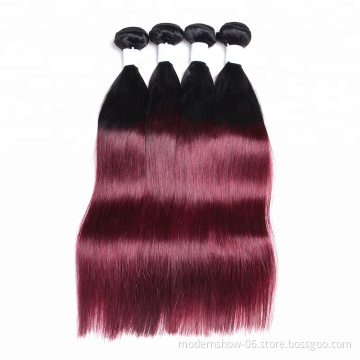 Modern Show Ombre Hair Extensions Wholesale Very Cheap  Brazilian Virgin Human Hair 1B/99J Straight Hair Extensions